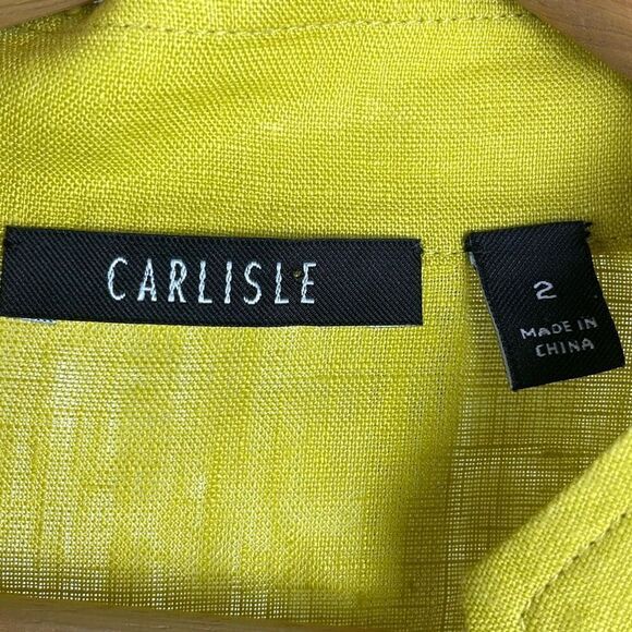 Carlisle 100% LINEN Asymmetrical Hem Top Acid Green Chartreuse 2 - Picture 12 of 14